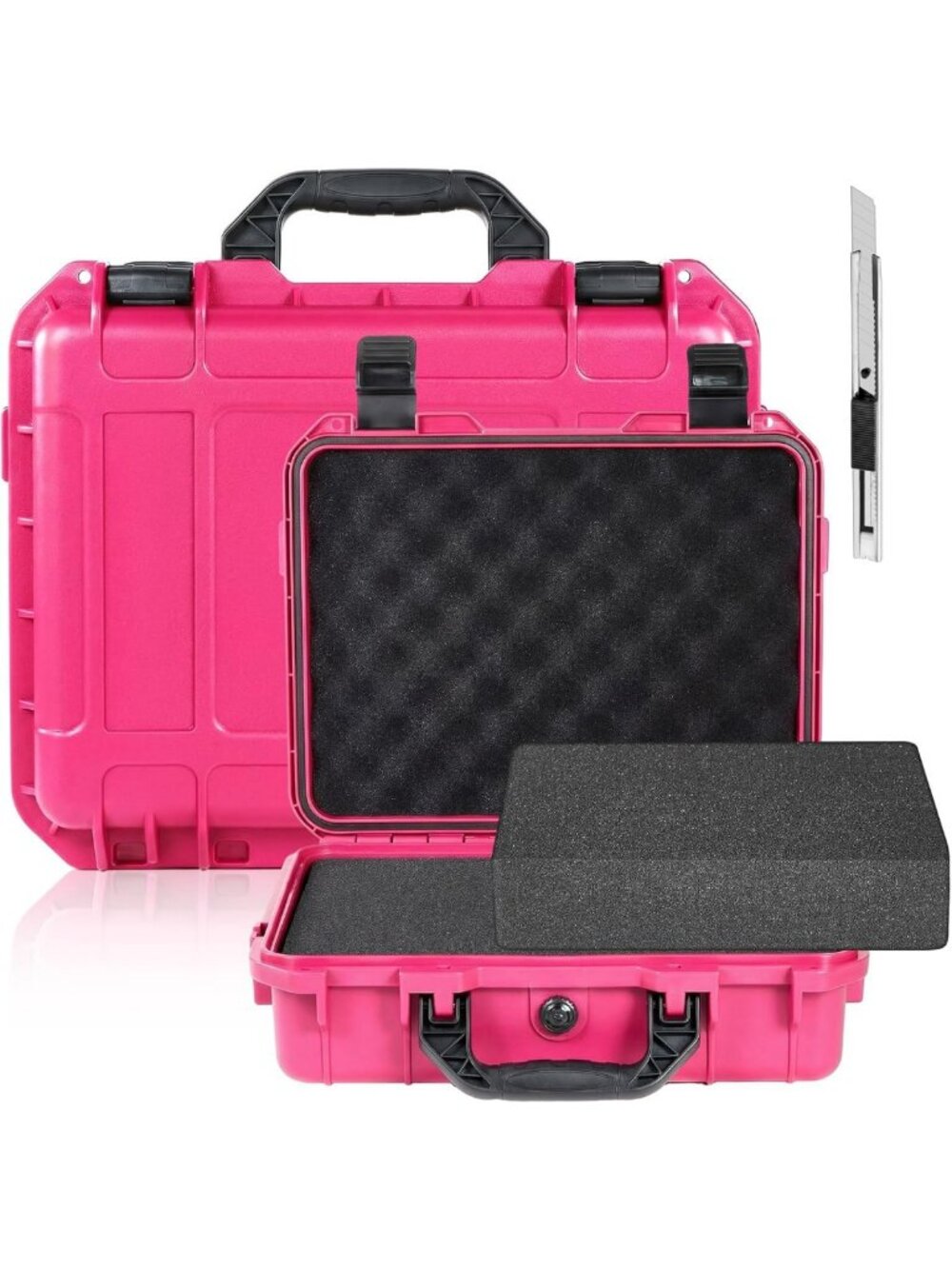 Stylish Hard Case 11.3x8.6x4.2 Inch, Grid Shell Design, Rose Red - Durable